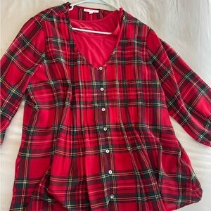 NorthStyle Red and Plaid Blouse